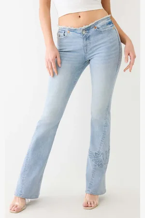True Religion Womens Wing Horseshoe Joey Low Rise Flare in Lucerne - - Size 27 (Waist)