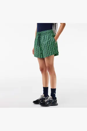 Lacoste Womens Monogram Print Bermuda Shorts in - Size 12 UK