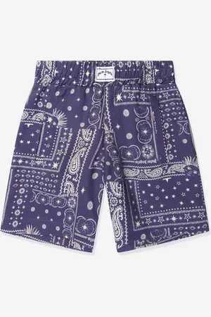 Palm Angels Boys Astro Paisley Shorts in Navy - - Size 12Y