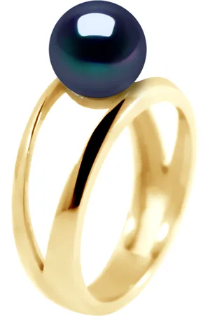 Diadema Womens - Ring in Yellow Gold - Real Freshwater Pearls - Tahitian Style - Size O 1/2
