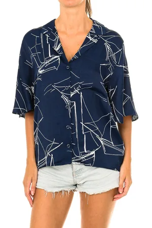 Superdry Womens short sleeve blouse with lapel collar W4010021A - Viscose - Size X-Small