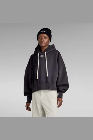 G-Star Womens G-Star RAW Oversized Cropped Hoodie - Cotton - Size Medium