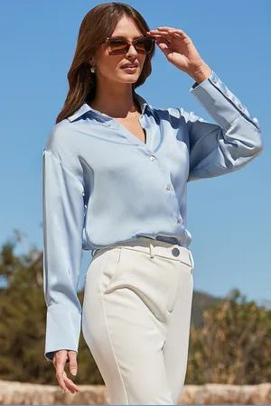 Sosandar Womens Powder Luxe Satin Longline Shirt - Size 14 UK