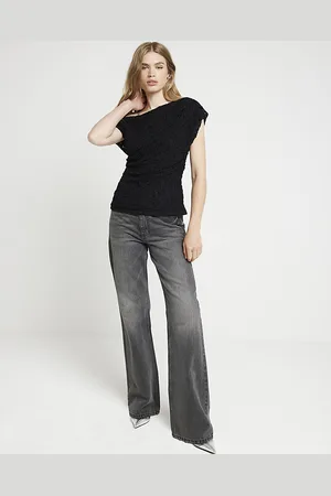 River Island Womens Drape Top Lace - Size 16 UK