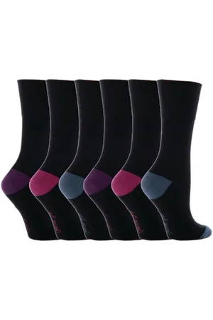 Gentle Grip Womens - 6 Pairs Ladies Non Elastic Socks - GG11 - Cotton - Size UK 4-8