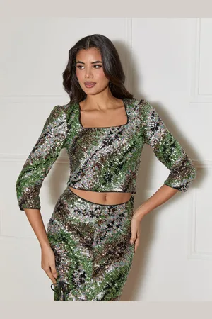 Chi Chi London Womens Long Sleeve Sequin Top in Multi - - Size 6 UK