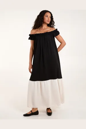 Blue Vanilla Womens Bardot Off Shoulder Maxi Dress - - One Size