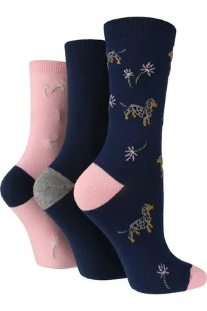 Wild Feet Womens Wild Feet - 3 Pack Ladies Animal Themed Fun Novelty Socks for Gift - Cotton - Size UK 4-6.5