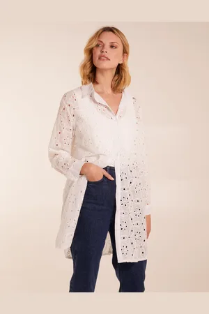 Blue Vanilla Womens Crochet Detailed Long Sleeve Shirt - - Size Small