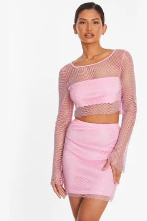 Quiz Womens Diamante Mesh Mini Skirt - Size Large