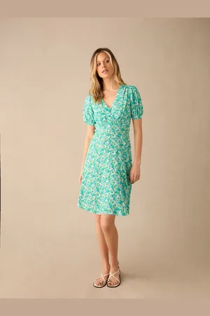 Ro&Zo Womens Ditsy Shirred Shoulder Short Dress - Size 6 UK