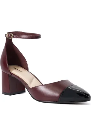 Dune Womens Ladies Careless - Leather Block Heel Ankle Strap Courts - - Size UK 3