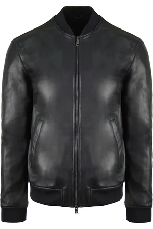 Emporio Armani Emporio Leather Mens Bomber Jacket - Size X-Small