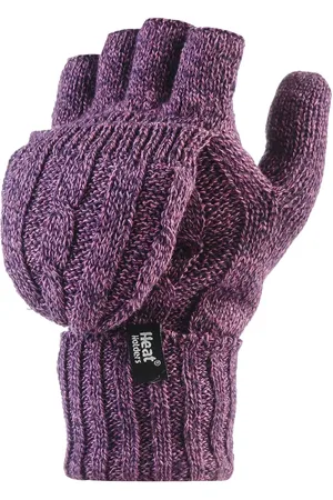 Heat Holders Womens Thermal Converter Fingerless Cable Knit 2.3 tog Gloves - Silk - One Size