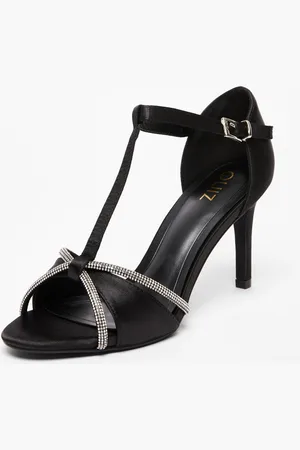 Quiz Womens Satin Diamante T-Bar Heels - Size UK 6