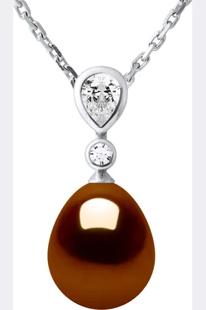 Diadema Womens DROP Necklace Freshwater Pearl Jewelry 9-10 mm 925 Silver - One Size