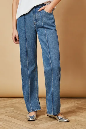 Oasis Womens Denim Straight Leg Jean With Front Seam Detail - - Size 12 UK