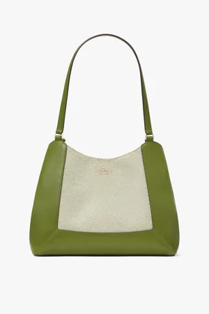 Kate Spade Womens Lena Canvas Colorblock Large Triple Compartment Shoulder Bag - - One Size
