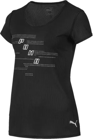 PUMA Ignite Short Sleeve Womens Running Tee Logo Print Top 517464 01 - Cotton - Size Small