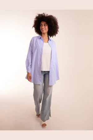 Blue Vanilla Womens Oversized Stripe Shirt - One Size