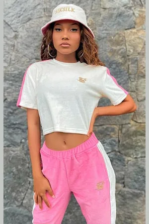 SikSilk Womens Velour Cropped T-Shirt in Cotton