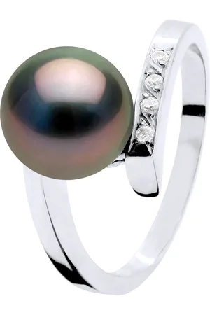 Diadema Womens - Ring - Diamond - Tahitian Pearl - White - Gold - - Size L 1/2