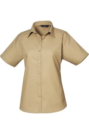 Premier Womens Short Sleeve Poplin Blouse / Plain Work Shirt - Size 24 UK