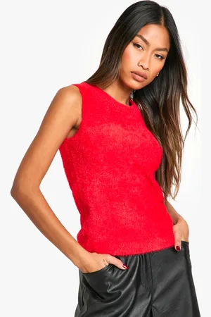 Boohoo Womens Fluffy Knitted Vest - - Size Medium