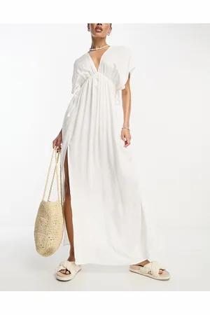 ASOS Womens flutter sleeve maxi beach dress with channelled tie waist in - Size 10 UK