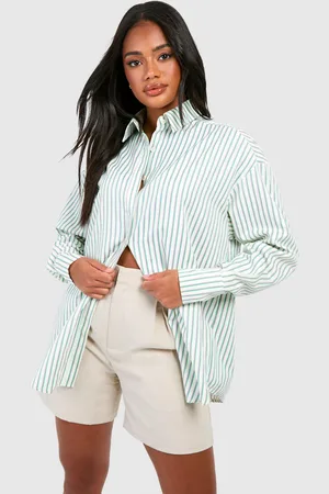 Boohoo Womens Oversized Striped Shirt - Cotton - Size 10 UK