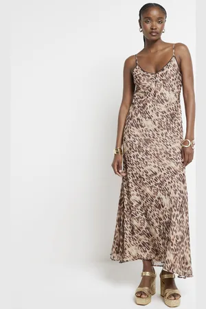 River Island Womens Slip Maxi Dress Leopard Print Sequin viscose - Size 8 UK