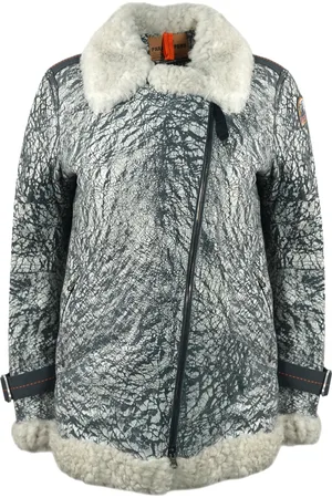 Parajumpers Womens Haven Shearling Nine Iron Leather Jacket - Size Small