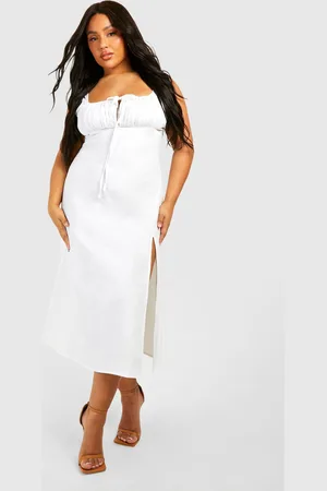 Boohoo Womens Plus Woven Ruched Bust Detail Midi Dress - - Size 28 UK