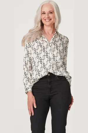 Izabel London Womens Geo Print 3/4 Sleeve Shirt - Size 8 UK