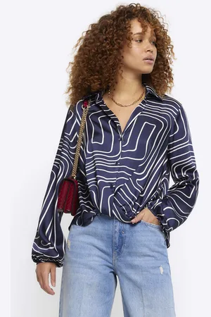 River Island Womens Wrap Shirt Abstract - Size 6 UK