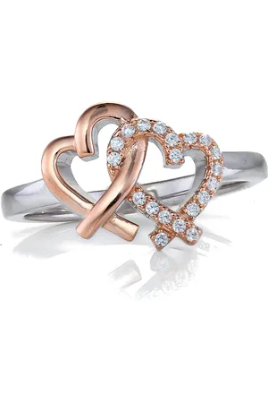 ORPHELIA WoMens 925 Sterling Silver Ring - Silver/Rose ZR-7250 - - Size O 1/2