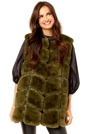 Gini London Womens Box Cut Faux Fur Gilet Jacket - - Size Medium/Large