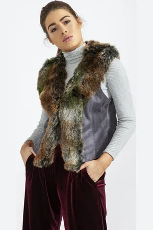 Jayley Womens Luxury Faux Fur Suede Gilet - - One Size