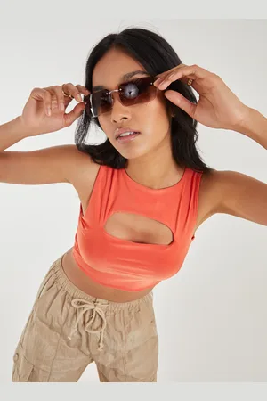 Pink Vanilla Womens Letterbox Slinky Crop Top - - Size Large