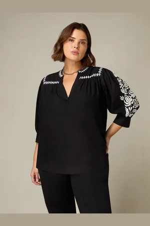 Live Unlimited London Womens Embroidered Relaxed Blouse - Size 12 UK