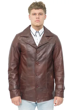 Infinity Mens Men’s Brown Vintage Trench Style Crombie Coat-Macau - - Size 2XL