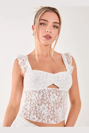 Pink Vanilla Womens Lace Cut Out Top - - Size Medium