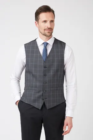 Scott Mens Birdseye Overcheck Waistcoat - - Size 44 Regular