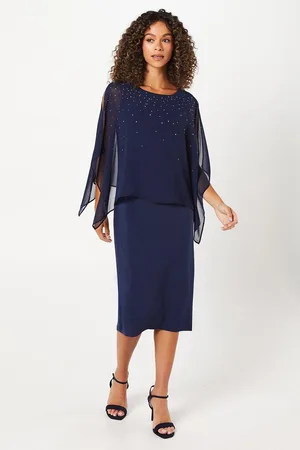 wallis Womens Occasion Hotfix Overlay Formal Midi Dress - - Size 10 UK
