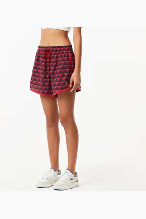 Lacoste Womens Graphic Motif Short Draped Shorts in -Grey Polycotton - Size 10 UK