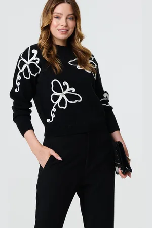 Izabel London Womens Butterfly Print Embellished Jumper - Size 18 UK
