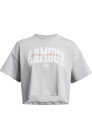 Under Armour Womens UA Heavyweight Scripted Wordmark Crop T-Shirt in - Size 12 UK