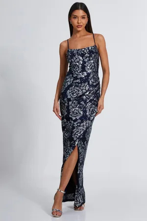 Quiz Womens Sequin Floral Maxi Dress - Size 14 UK