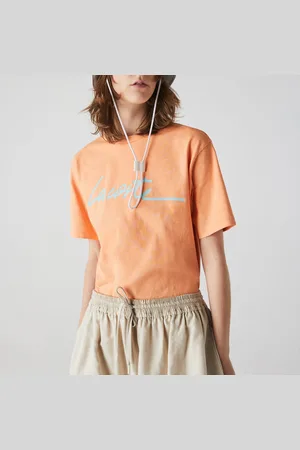 Lacoste Womens Crewneck Print Lettering Cotton T-Shirt in - Size 6 UK