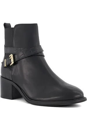 Dune Womens Ladies Pout - Elasticated Block-Heeled Ankle Boots - Leather (archived) - Size UK 3